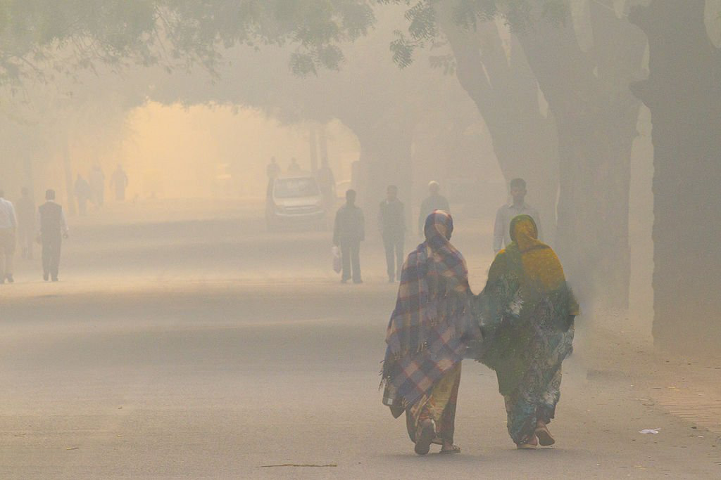 A street in India filled with smoke